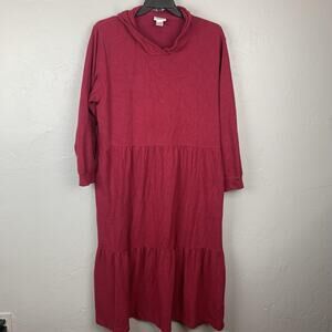 Vermont Country Store Dress Womens 1X Pink Tiered Mature Modest Minimalist